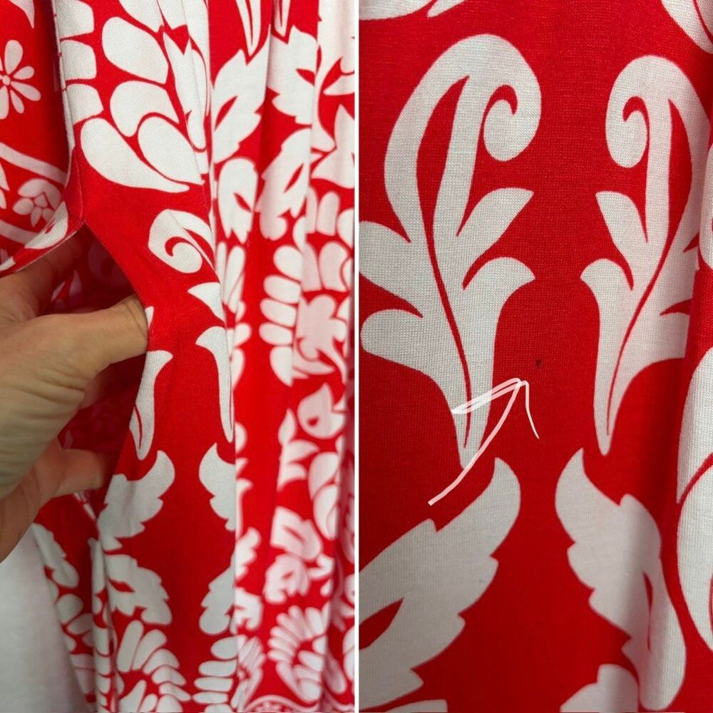Boden Nell Kimono Midi Jersey Dress Bright Cherry, Ornate Floret Size 8 - Picture 10 of 12